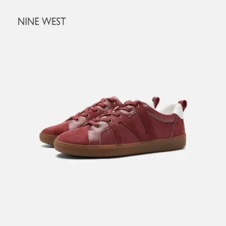 Nine West/玖熙复古红色德训鞋女2025秋季新款百搭休闲鞋阿甘鞋商品大图