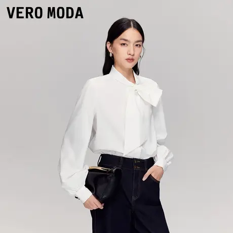【来了就好】 Vero Moda白衬衫25秋冬新款领口飘带仿珍珠衬衫上衣商品大图