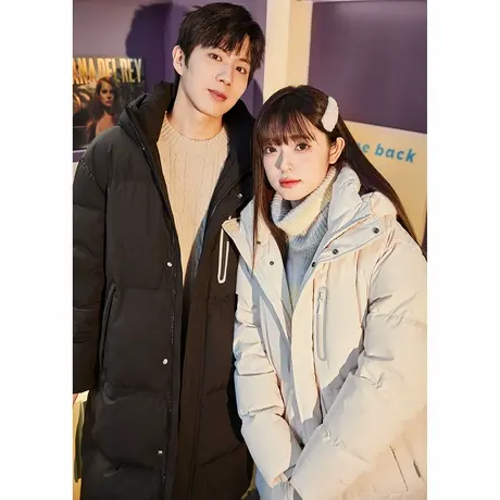 唐狮冬季新款情侣装羽绒服男女连帽中长款保暖加厚外套潮流BZTD商品大图