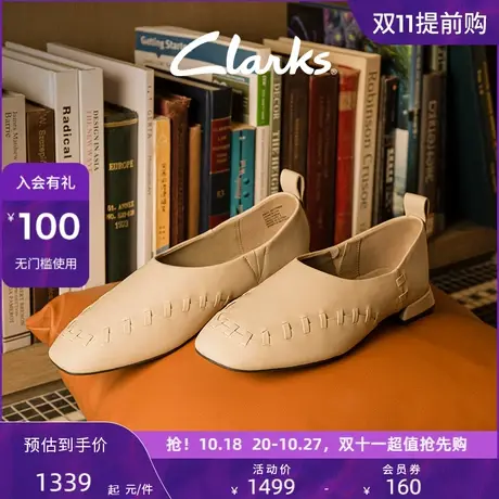 Clarks其乐轻舞系列女鞋方头编织一脚套复古懒人鞋舒适方跟单鞋图片