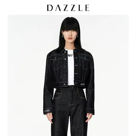 【七七酱专享】DAZZLE地素奥莱 春季直筒箱型短款牛仔夹克外套女图片
