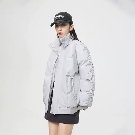 慵懒纯色立领棉服女冬季加厚外套2023新款复古宽松面包服保暖棉衣商品大图