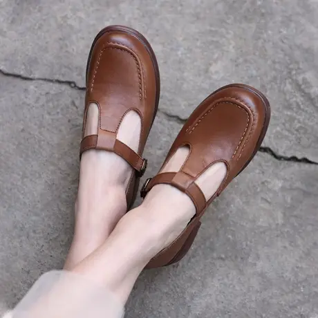 Artmu阿木复古学院风小皮鞋T字带玛丽珍鞋平底单鞋百搭2023新款商品大图