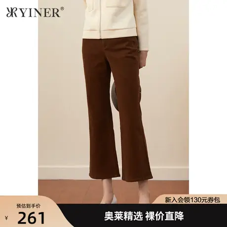 YINER音儿女装2021秋季新款棉弹牛仔布微喇牛仔裤商品大图
