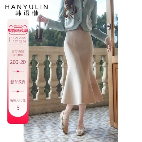 韩语琳高腰半身裙女2023新款秋冬款气质显瘦中长款修身裙子鱼尾裙图片