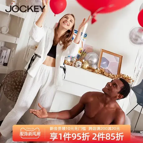 Jockey法兰绒长袖女士家居服套装加绒保暖宽松睡衣秋冬套装图片