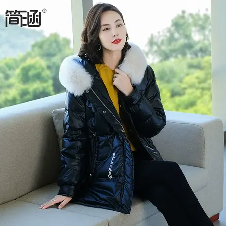 简涵高端大码女装2021年冬季新款大毛领保暖设计感时尚洋气羽绒服图片