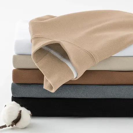 重磅德绒打底衫半高领长袖t恤男双面绒中领秋衣小衫内搭纯色体恤商品大图