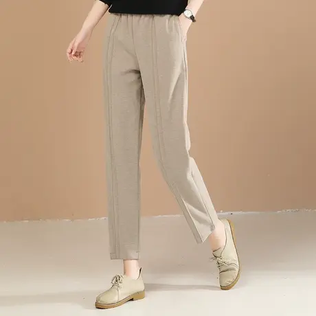 韩朝袭人松紧腰拼接加绒休闲裤女2023冬季新款显瘦百搭哈伦裤子商品大图