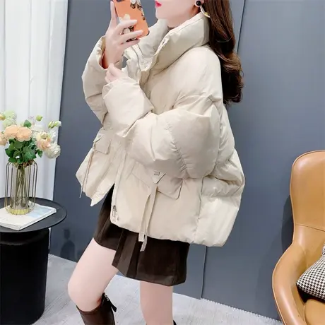 高级感加厚立领时尚面包服棉衣外套女秋冬新款宽松百搭休闲上衣潮图片