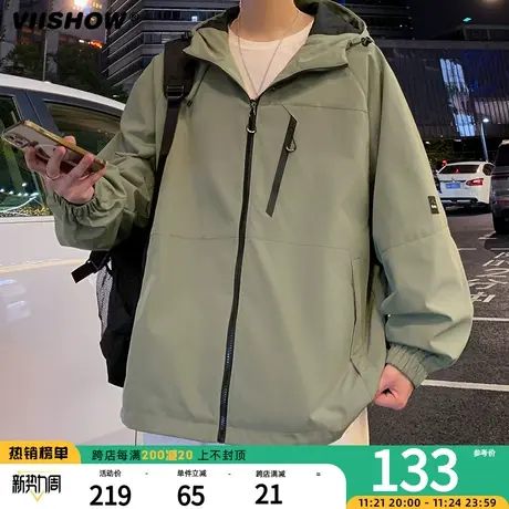VIISHOW外套男春秋美式季防风防水潮牌工装宽松夹克机能冲锋夹克商品大图