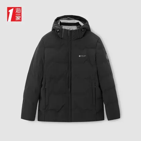 海一家可脱卸帽保暖外套冬季简约字母印花基础休闲男士羽绒服图片