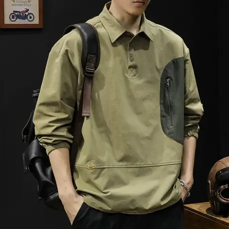 春秋polo衬衫男休闲长袖高级感大码户外速干冲锋衣男士外套24潮牌图片