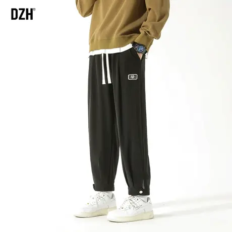 男士黑色垂感裤子男设计感高级休闲裤男款冰丝裤运动长裤秋季男裤商品大图