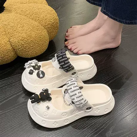 厚底踩屎感拖鞋女夏季ins潮外穿可爱卡通包头洞洞鞋2024新款凉鞋商品大图