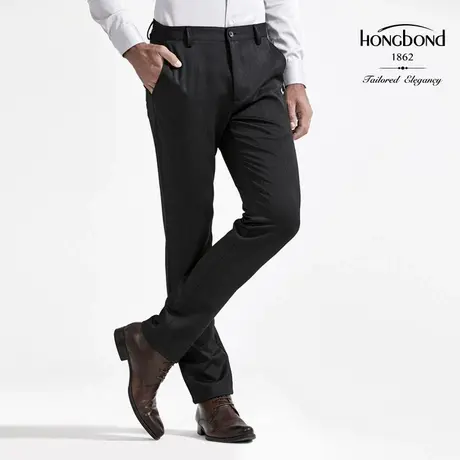 红邦创衣 2023秋冬休闲裤男厚款抗皱弹力免烫职业装商务修身长裤商品大图