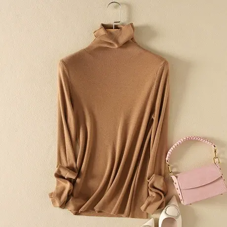 秋冬2023新款高领打底衫毛衣女内搭长袖针织衫修身堆堆领紧身上衣商品大图