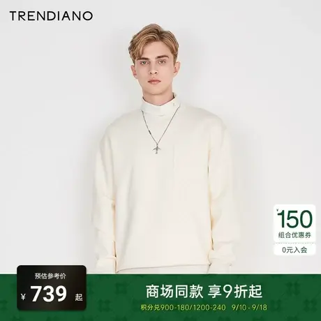 TRENDIANO官方2023新款春季圆领套头上衣男士卫衣商品大图