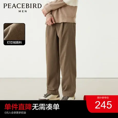 【灯芯绒】太平鸟男装 阔腿裤男2023年冬季宽松卡其卫裤奥莱商品大图
