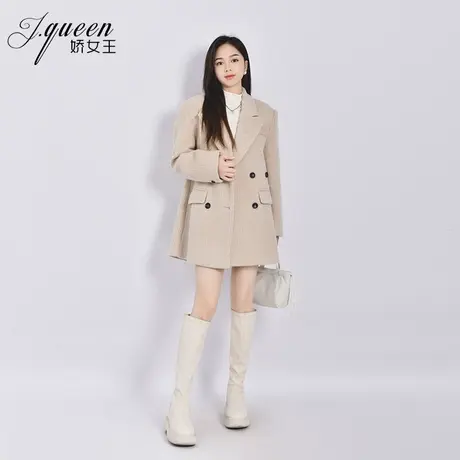 毛呢西装外套女冬季新款时尚高级感宽松廓形中长款加厚呢子西服图片