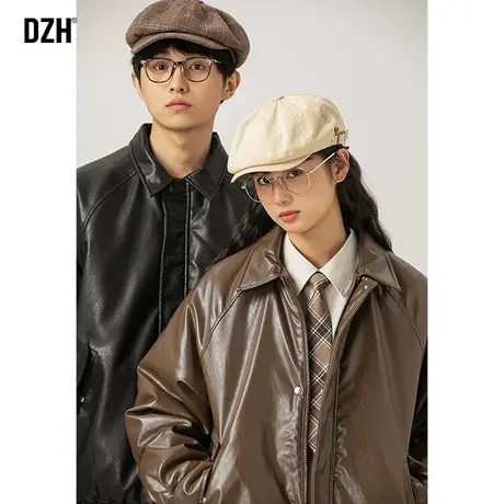 情侣美式皮衣PU皮外套男冬季棉服2024年新款加厚保暖棉衣男款冬装商品大图