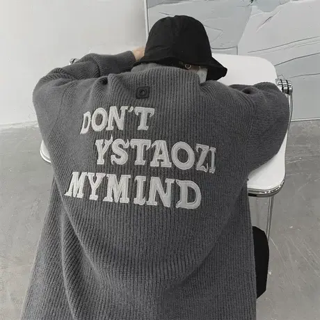 立领毛衣男春秋季针织衫开衫潮流字母刺绣上衣服新款拉链休闲外套图片