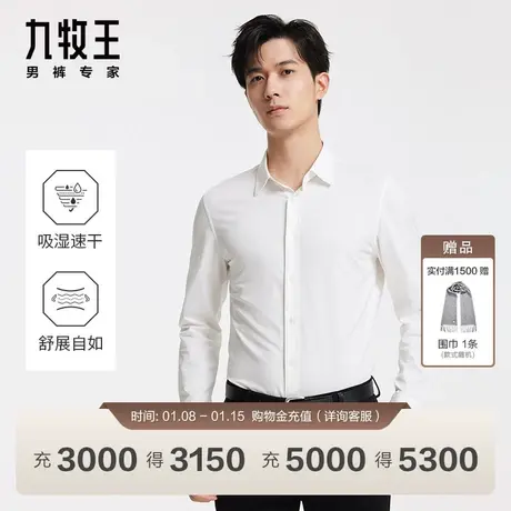 [时尚系列]九牧王男装休闲长袖衬衫2024春季新款男士百搭衬衣EN图片