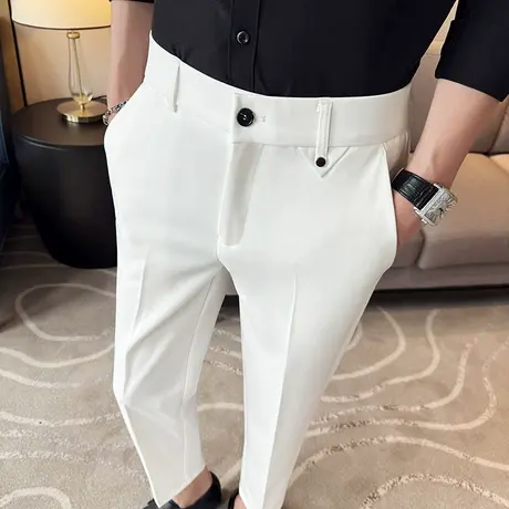 春夏潮牌商务修身小脚九分裤男裤高级感潮流直筒休闲西装裤小西裤商品大图