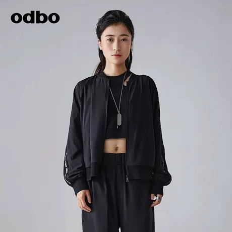 odbo/欧迪比欧休闲气质黑色短外套女春季新款百搭户外运动上衣商品大图