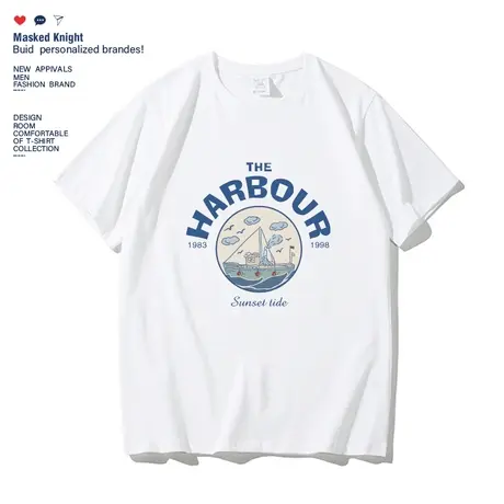 潮牌港风航海印花短袖t恤男夏季新款学生纯棉宽松休闲半袖上衣潮图片