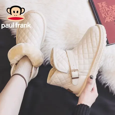 大嘴猴冬季加绒雪地靴女款2023新款加厚保暖短筒棉靴子棉鞋面包鞋商品大图