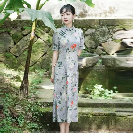 筠雅改良旗袍女2023年新款复古时尚优雅减龄日常中式女装23J194商品大图