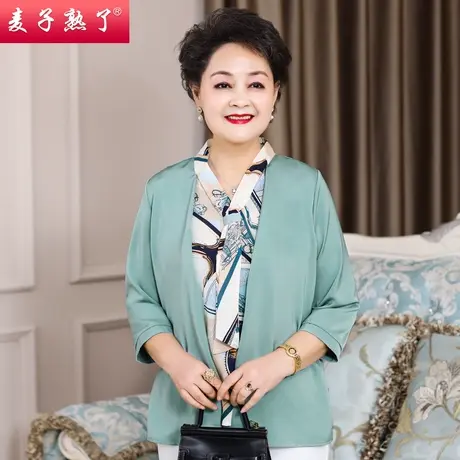 妈妈春装洋气雪纺T恤40岁阔太太小衫上衣服春夏新款中老年人女装图片