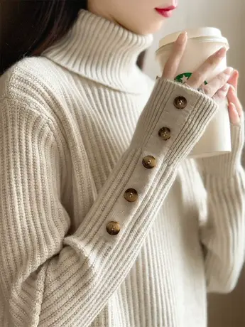 秋装女2023年新款高领毛衣洋气套头长袖针织衫内搭纯色女装上衣潮商品大图