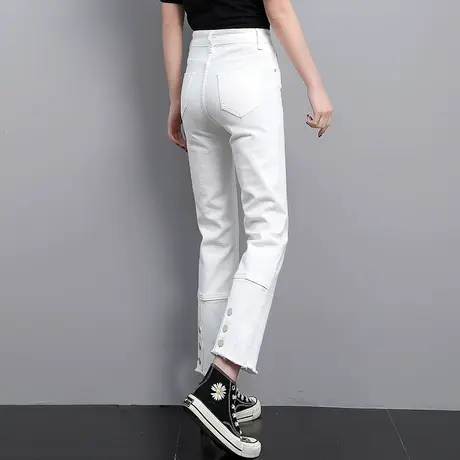 白色裤子烟管裤女2023新款春夏薄款女裤小个子八分九分休闲直筒裤商品大图