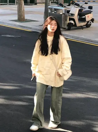 日系复古毛衣女秋冬季宽松小个子高级感慵懒风上衣针织衫加厚外套商品大图