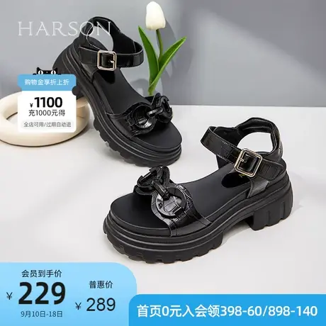 哈森2023夏季新款凉鞋平底一脚蹬鞋子软底舒适百搭HWM220117图片