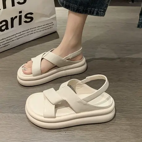 凉鞋女款夏季罗马风厚底松糕2023今年新款爆款小众设计感超火时尚图片