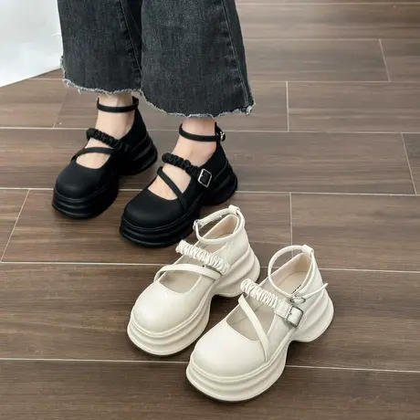 玛丽珍鞋女2023年秋新款时尚百搭小个子厚底洋气甜美小皮鞋ins潮商品大图