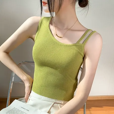 冰丝吊带背心女2025夏季设计感性感甜辣打底衫不规则无袖上衣短款商品大图