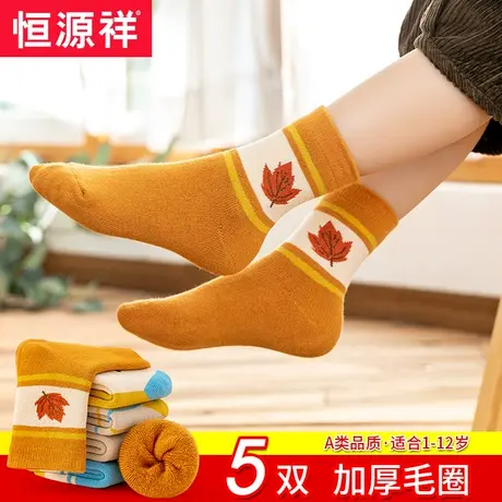 女童袜子加厚加绒儿童纯棉秋冬季毛圈中筒袜长筒男女孩春秋宝宝袜商品大图