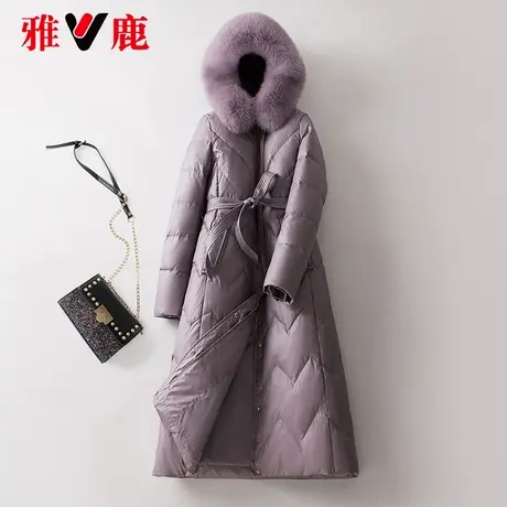 雅鹿大狐狸毛领羽绒服女中长款2022冬季新款时尚宽松保暖加厚外套图片
