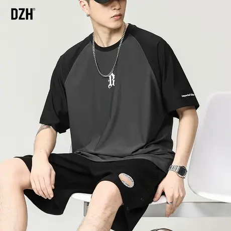 男士凉感冰丝t恤男美式短袖男款夏季速干运动衣半袖显瘦上衣衣服商品大图