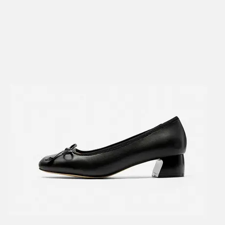 Nine West/玖熙2025年春季新款中跟单鞋女蝴蝶结饰芭蕾方头女鞋图片
