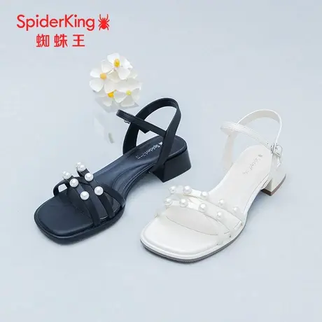 SPIDER KING/蜘蛛王女凉鞋2025夏商场新款仙女风外穿法式珍珠百搭图片