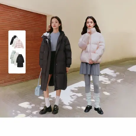 乐町立领面包羽绒服+长款面包羽绒服图片