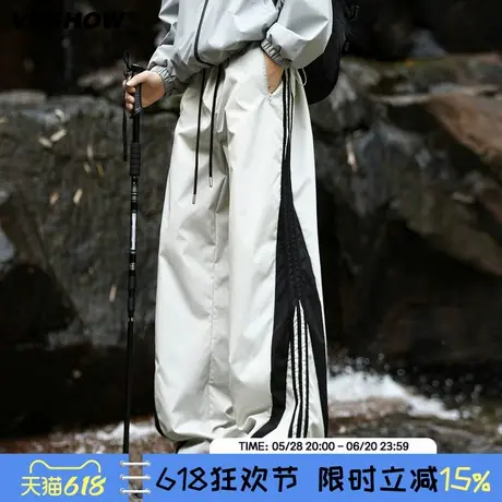 VIISHOW复古裤子男款夏季2025新款撞色拼接侧条纹直筒运动休闲裤商品大图