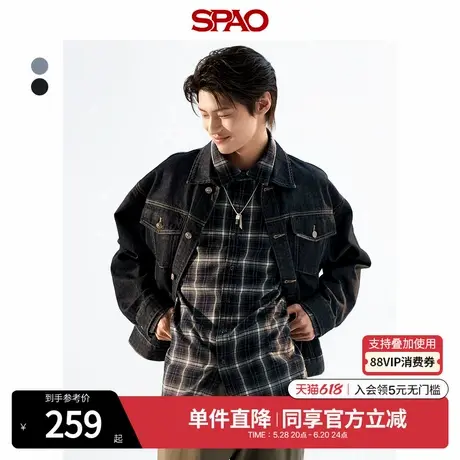 SPAO韩国同款2025年春季新品男女同款潮流休闲牛仔外套SPJEF23C01图片