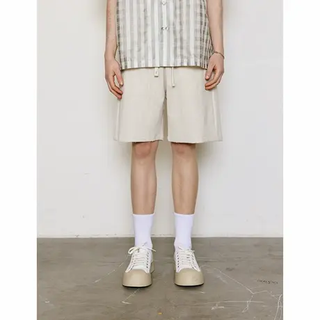 Lilbetter肌理感褶皱美式短裤男运动夏季五分裤时尚简约休闲裤子商品大图