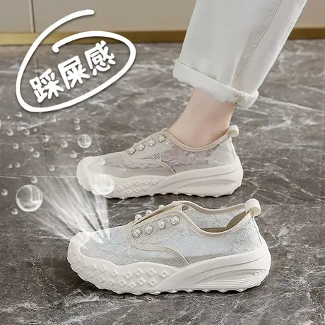 老北京布鞋女士网鞋夏季透气网面妈妈鞋蕾丝网纱休闲鞋子软底舒适商品大图